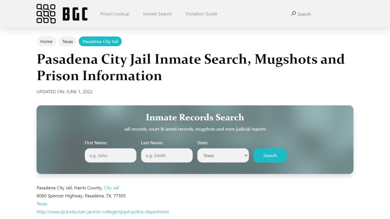 Pasadena City Jail Inmate Search, Mugshots, Visitation ...